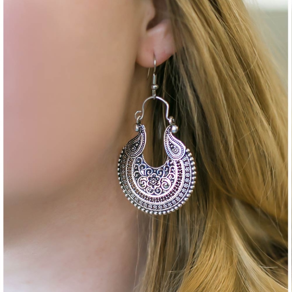 Antique Brushed Silver Style Earrings