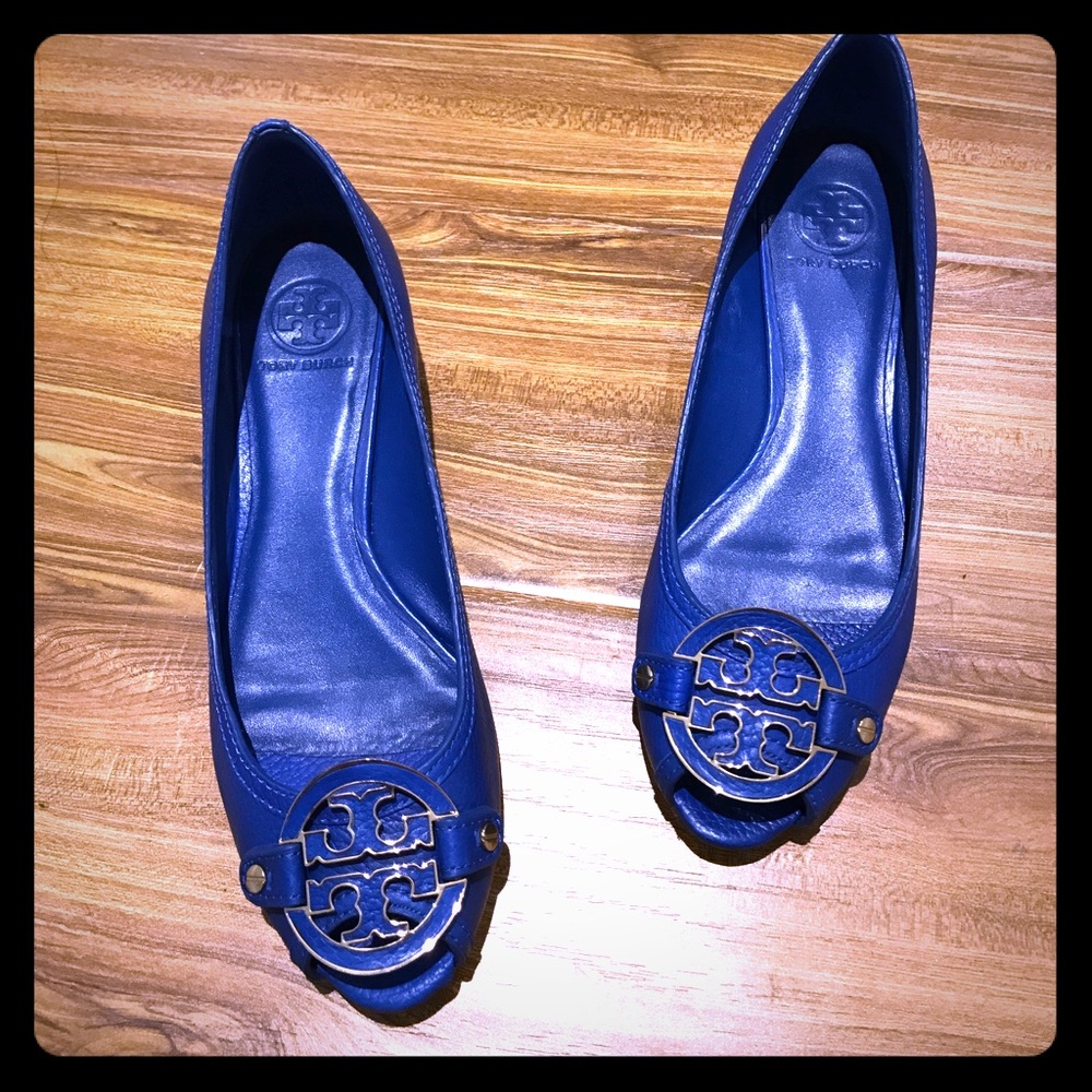 Tory Burch blue Wedge shoes