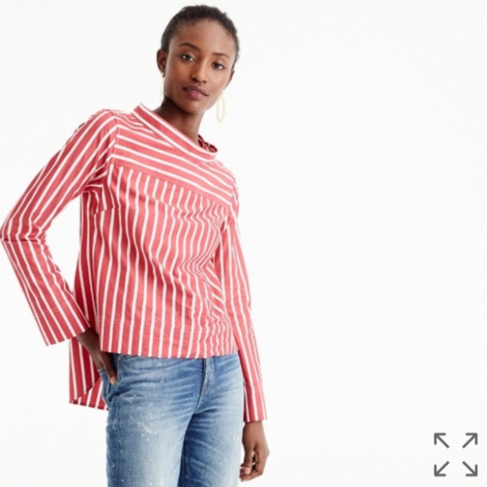 Jcrew funnelneck striped shirt in red - size 0