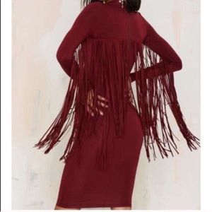 ❌ SOLD ❌ Black midi fringe dress by Nasty Gal