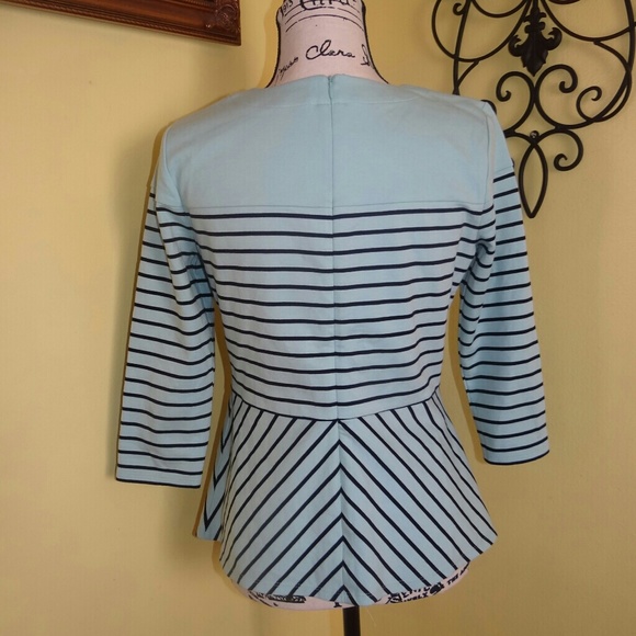 Talbots Blue Striped Peplum Top sizes S/P - Picture 3 of 5