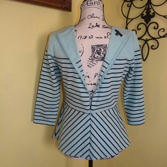 Talbots Blue Striped Peplum Top sizes S/P - Picture 4 of 5