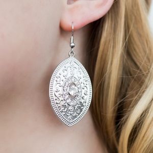 Silver Rhinestone Tear Drop Earrings