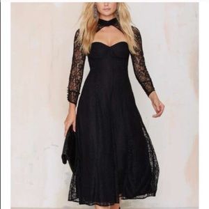 Black lace dress by Nasty Gal
