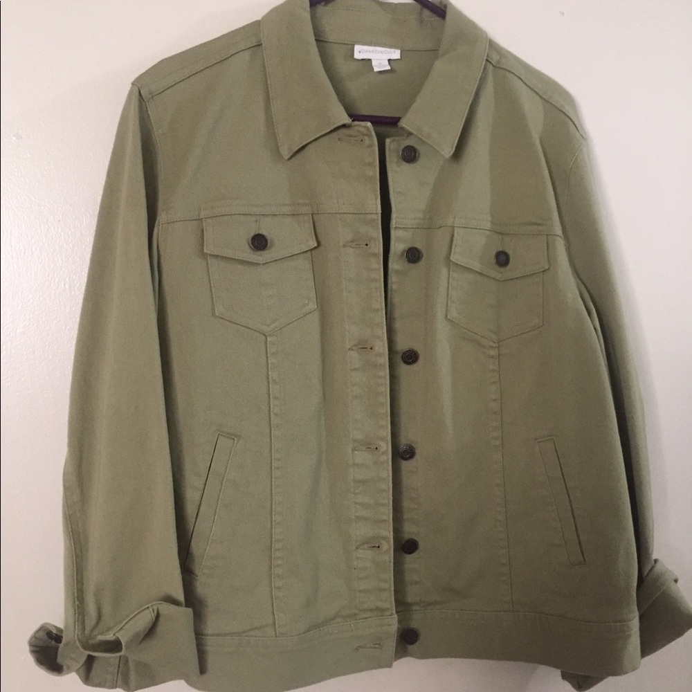XL Charter Club green jean jacket
