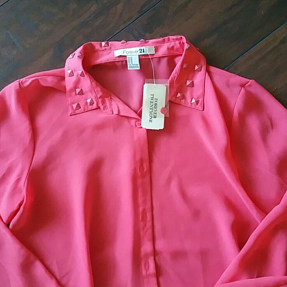 Coral long sleeve forever 21 blouse