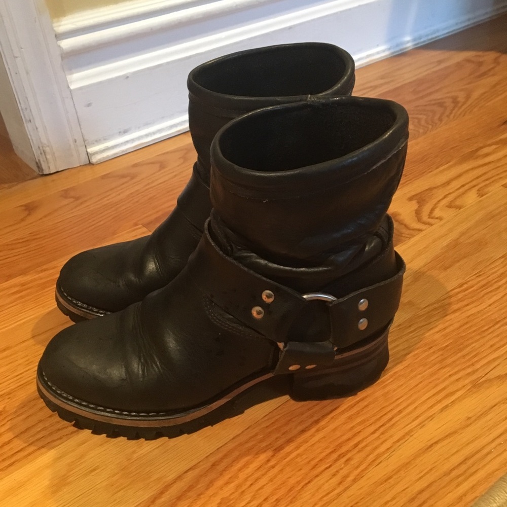 Leather Harness Motorcycle Boots