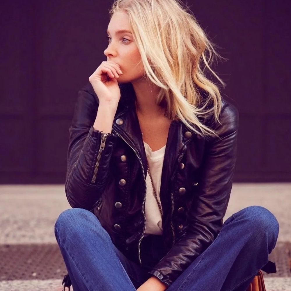Free People Ashville Vegan Leather Moto Jacket, L