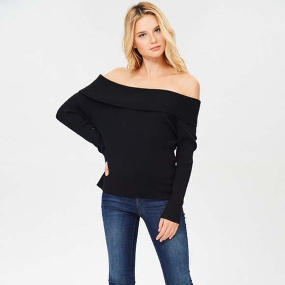 Sweaters - SALE Off the Shoulder Fold Over Sweater