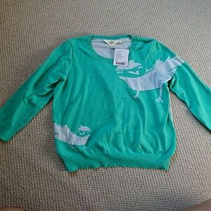 Anthropologie mint & green bird sweater