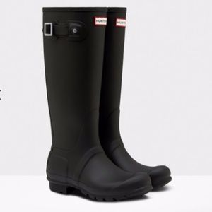 Hunter Original Tall Rain Boots Matte Black Size 8
