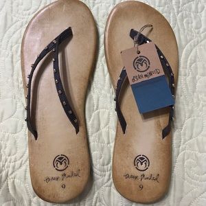 Brown leather sandals with gold studs!!!!