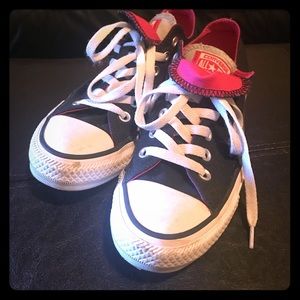 Black and pink Converse