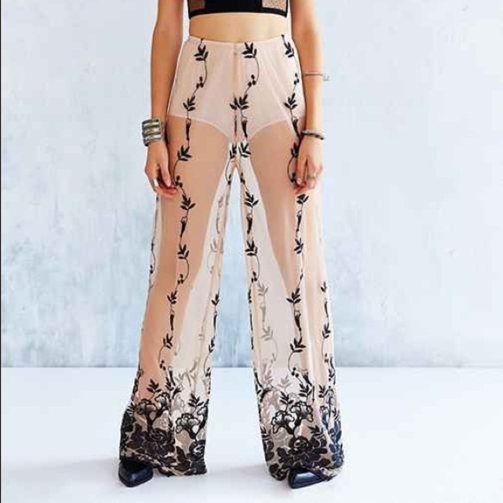 Urban Outfitters Embroidered Mesh Pants