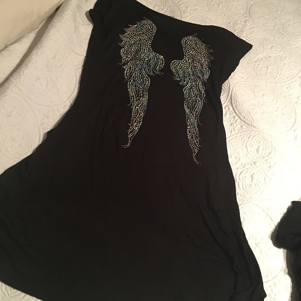 Little Black dress with bling rhinestone wings