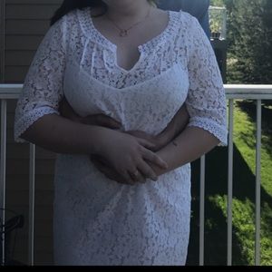 White lace overlay dress