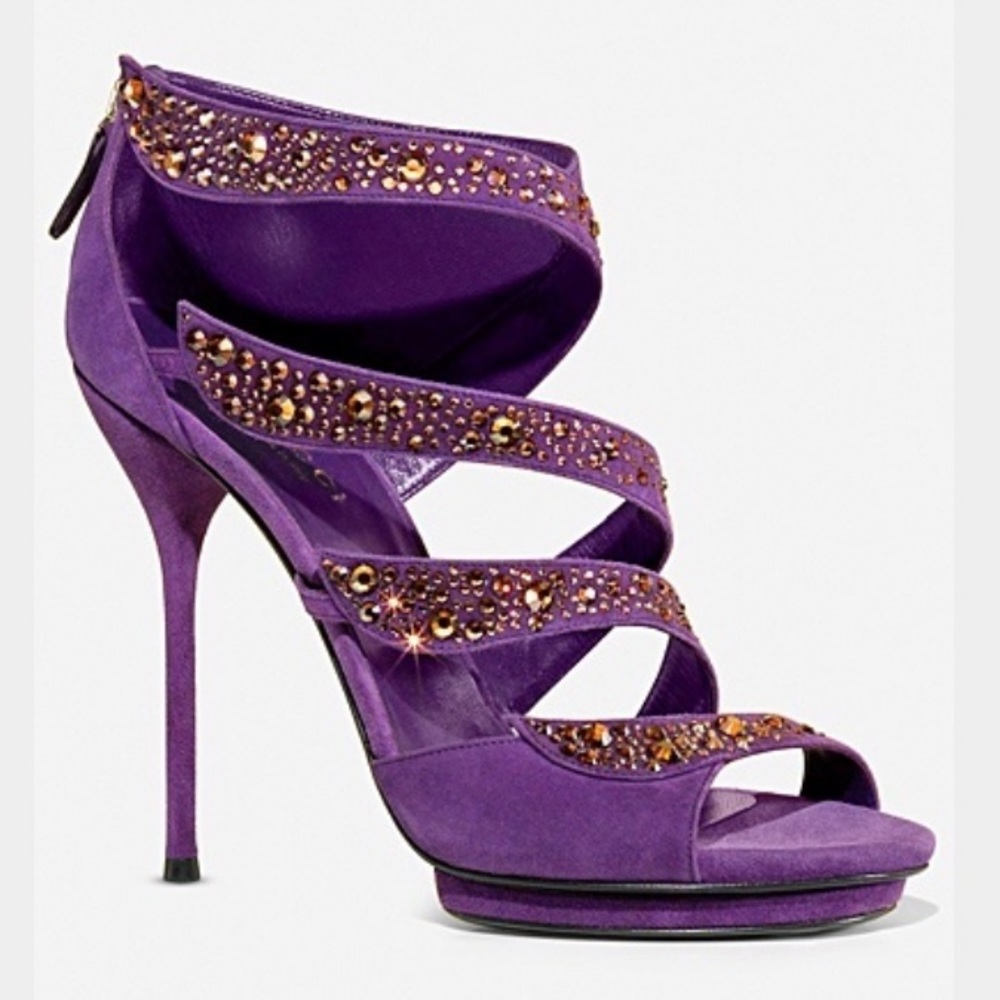 GUCCI heels -purple with rhinestone heels