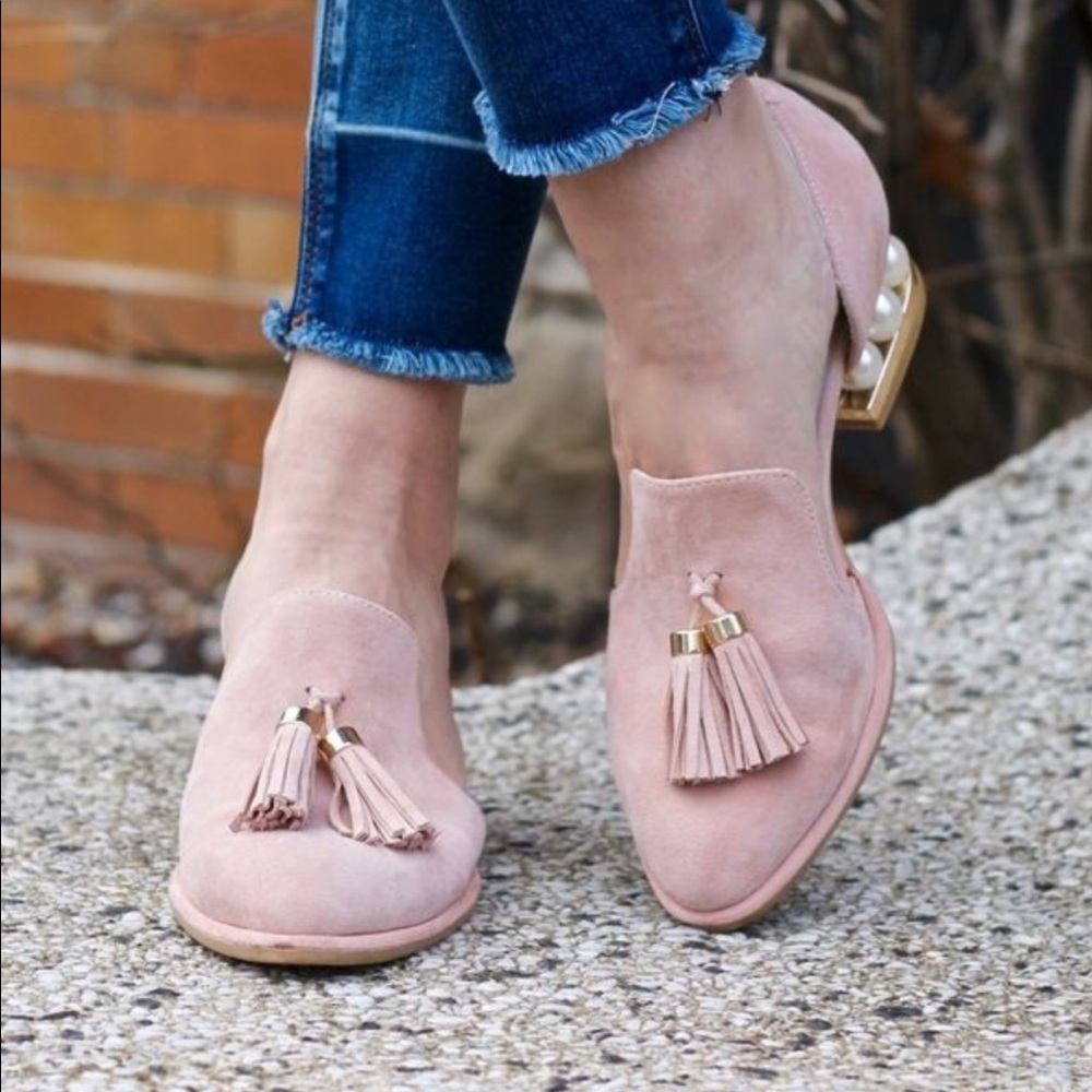 Civil with caged pearl heels