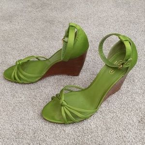 Gorgeous Coach apple green wedges