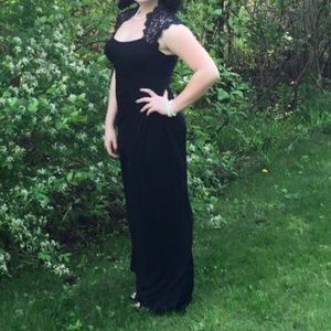 Black prom dress with lace detail