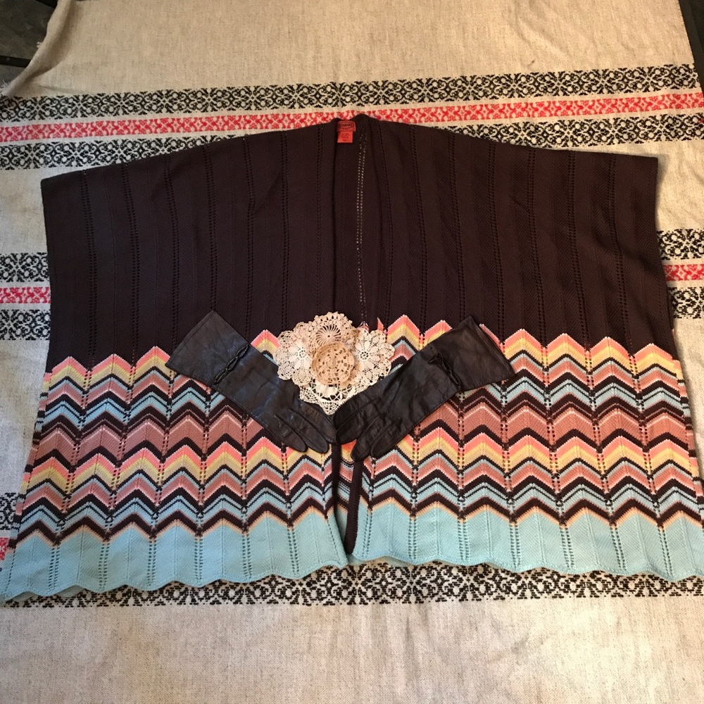 Missoni for Target knit shawl brown blue Zig Zag