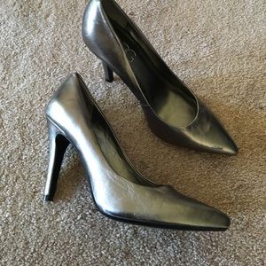 BCBG Silver Pumps