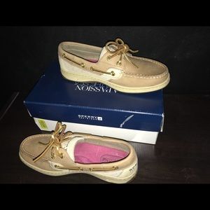 Sperry Bluefish Linen/Gold Suede