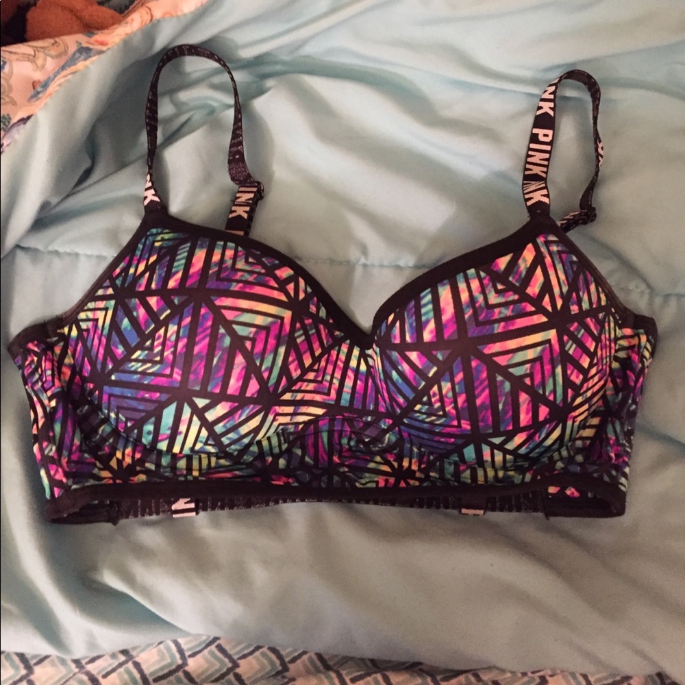 Pink caged back sports bra