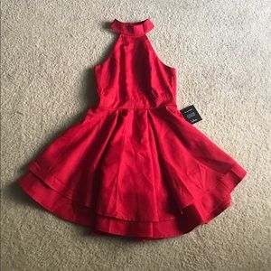 Red High neck dress
