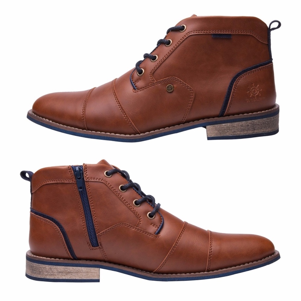 Mens Ferro Side Zip Lace-Up Fashion Boots