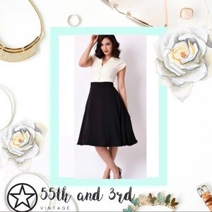 Black "Unique Vintage" High Waist A- Line Skirt