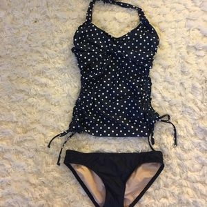 50's Halter Top Polka Dot Tankini w/ Bottoms