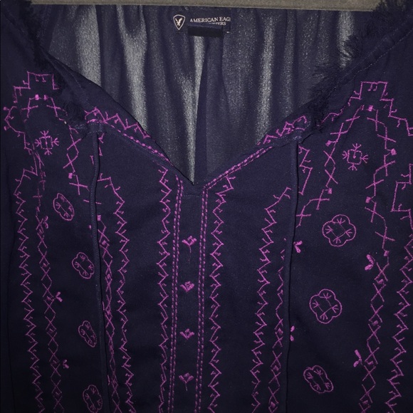 LOOSE NACY BLOUSE WITH PURPLE EMBROIDERY - Picture 2 of 4