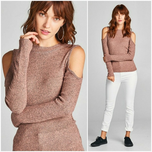 Cold Shoulder 2tone Knit Top - Picture 5 of 8