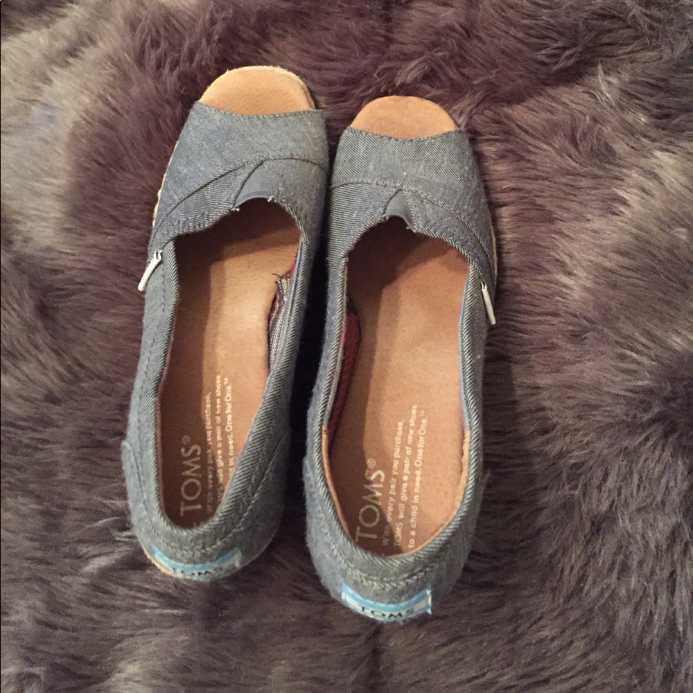 Toms Wedges Denim gently worn