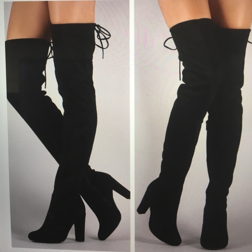 Faux suede black over the knee boots!