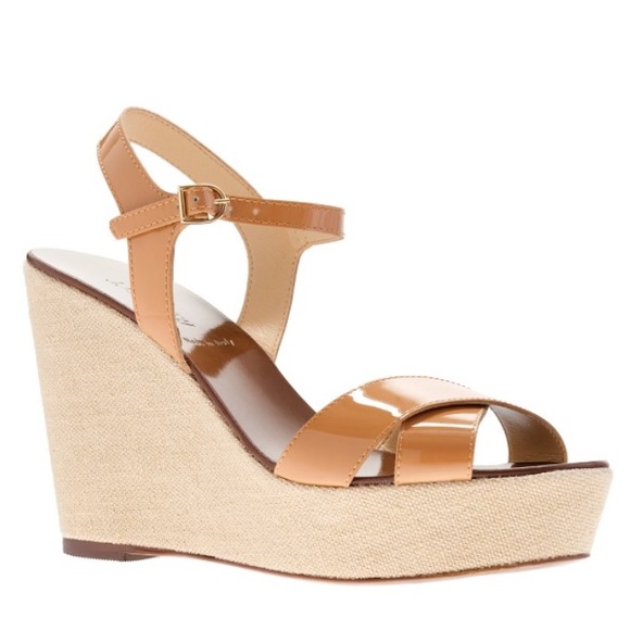 J. Crew Shoes - J. Crew Tan Patent Leather Lila Wedges