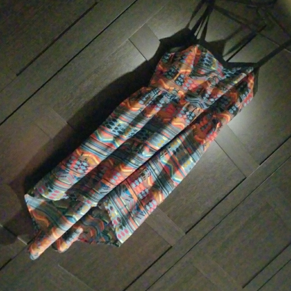 Tribal high low dress in aztec