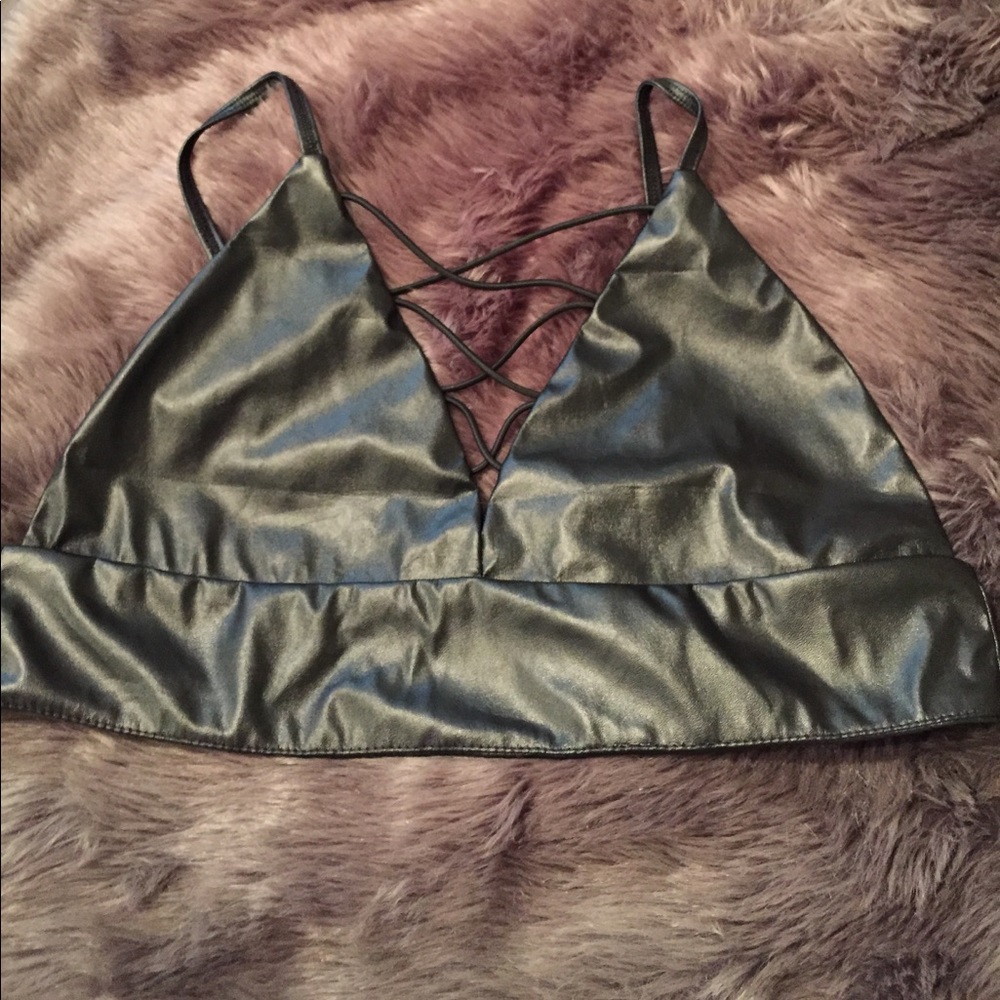 Pleather Caged Bralette Never Worn