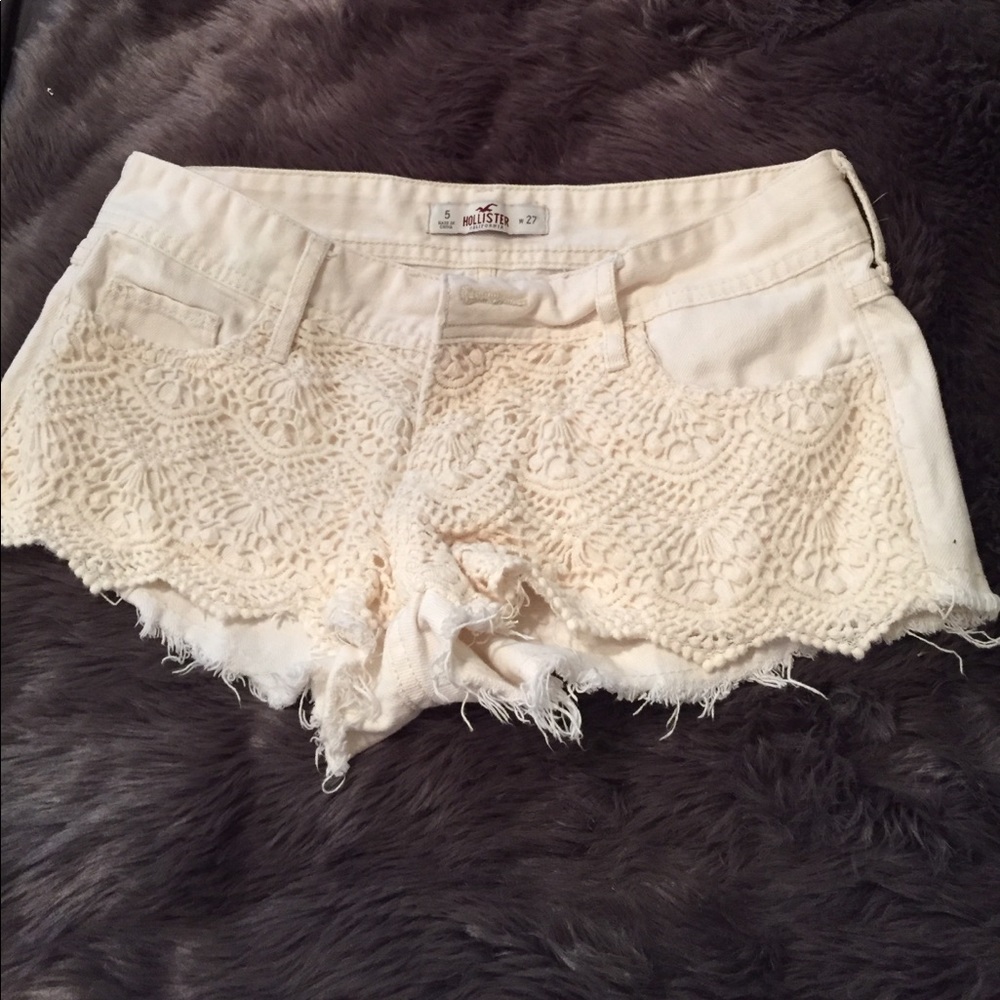 Off White Lace Denim Shorts