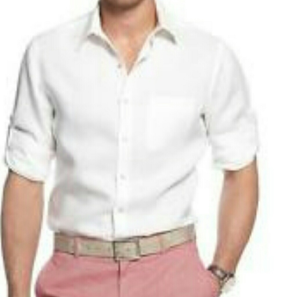 Tasseo Elba White Dress Shirt w/bkue stripe cuff