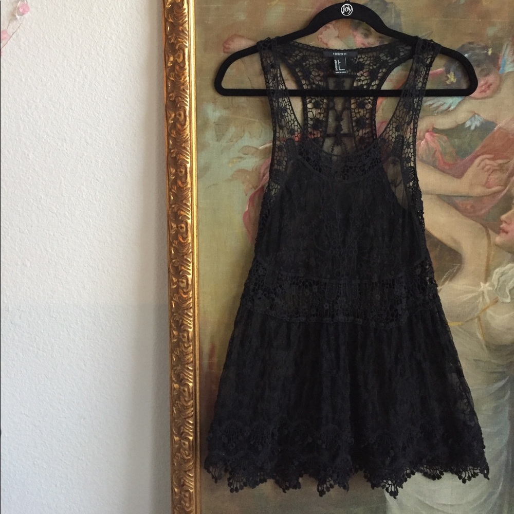 Forever 21 black lace dress / slip