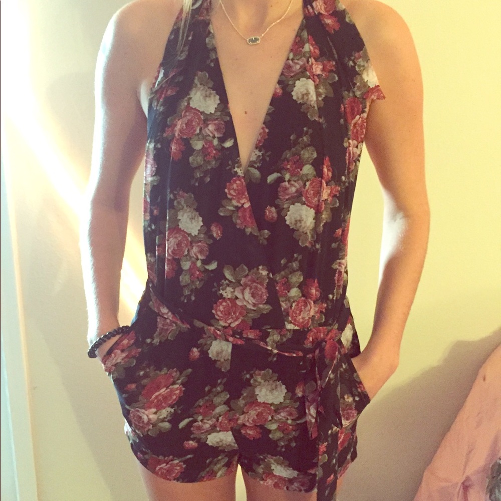 Romantic roses haltered romper.