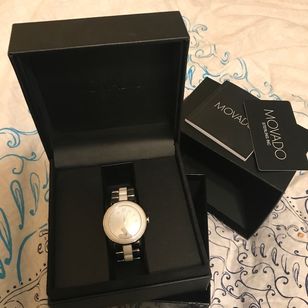 Movado women's white diamond watch