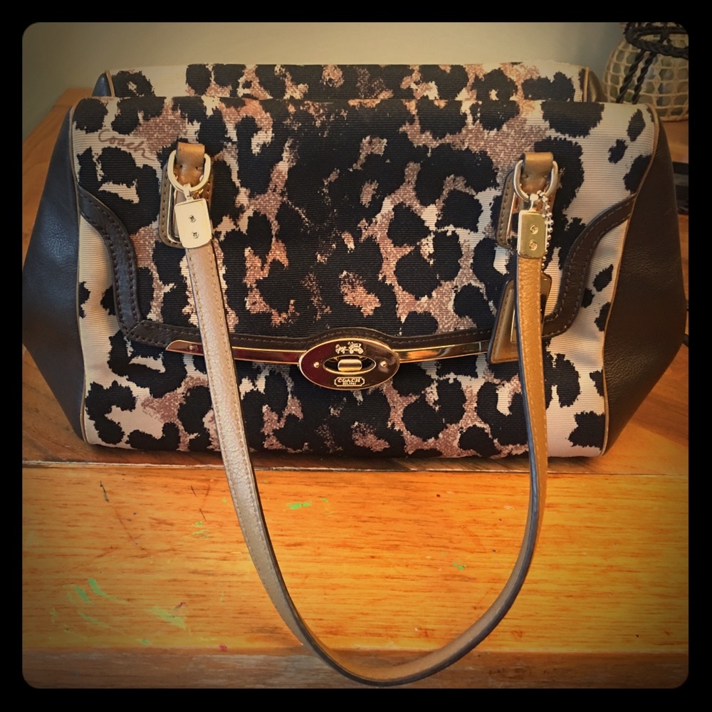 Authentic Coach brown Leopard Print Bag