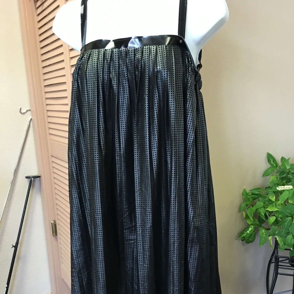 EFI Designer PU Leather Pleated Black Dress