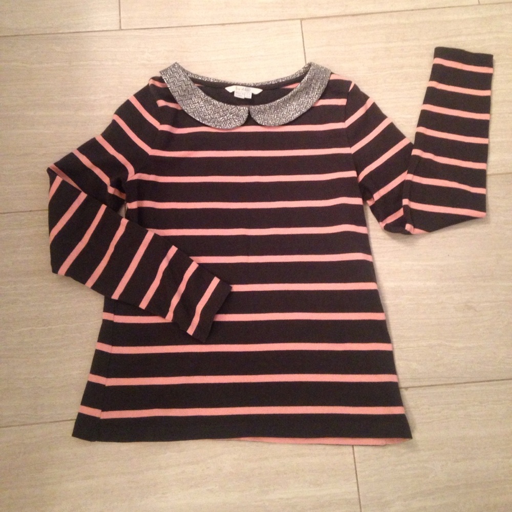 Boden brown and pink sparkle collar sweater