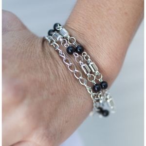 Plus Size Black & Silver beaded bracelet