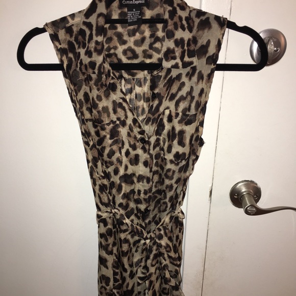 Leopard sheer shirt with tie - Picture 1 of 1