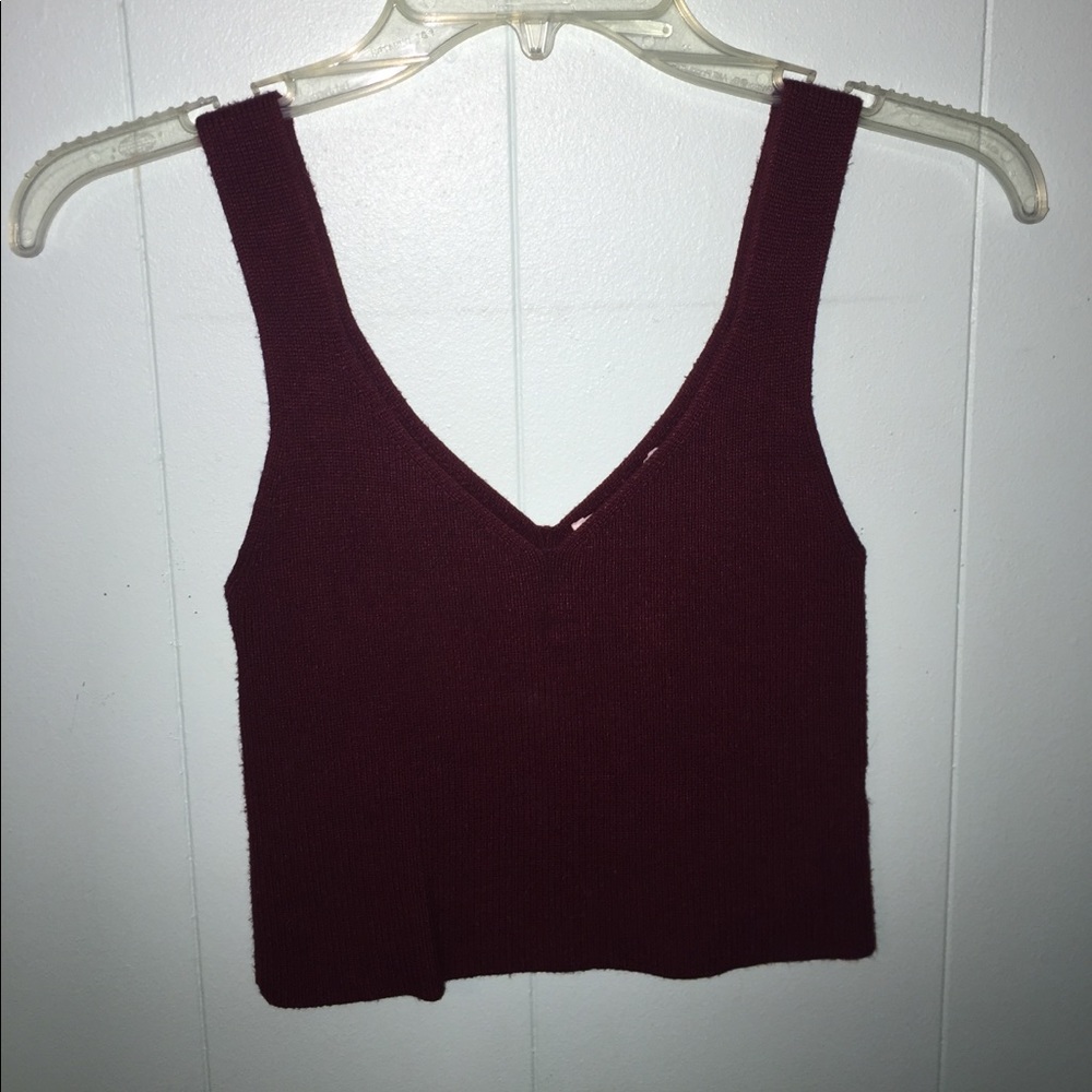 BURGUNDY KNIT CROP TOP TANK